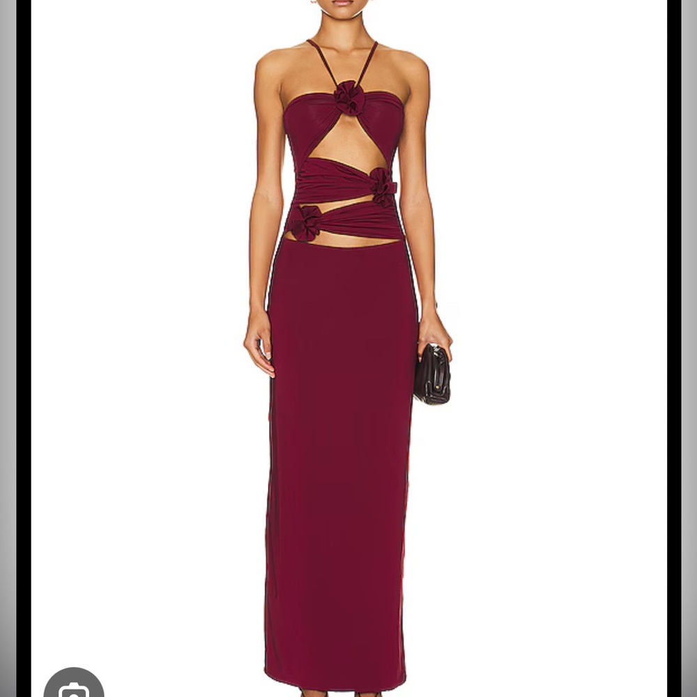 Maygel Coronel Veranera Burgundy Cutout Maxi Dress- New W Tags